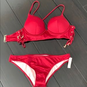 Victoria’s Secret Wine Red Bustier Bikini